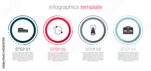 Set Tape measure, Leather, Zipper and Shirt. Business infographic template. Vector