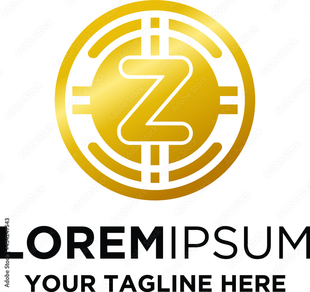 Initial Z Letter Coin Cryptocurrency Logo Initial Z Letter Coin Cryptocurrency Logo