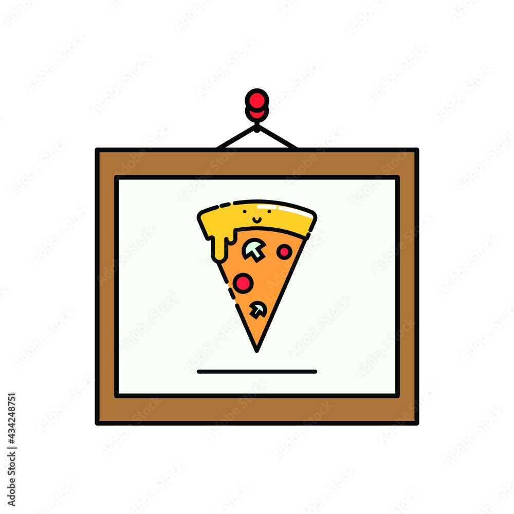 Frame of pizza Illustration. modern simple vector icon, flat graphic symbol in trendy flat design style. wallpaper. lockscreen. pattern. frame, background, backdrop, sign, logo.