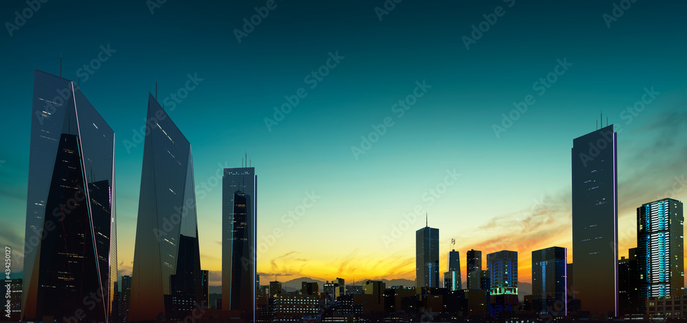 3d rendering modern cityscape skyline.