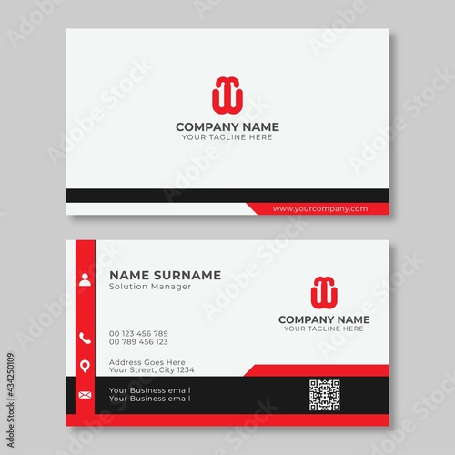 simple creative white and red black business card design vector