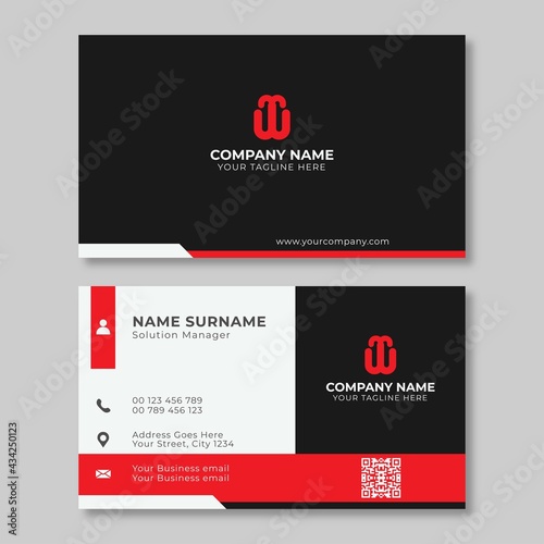 simple creative white and red black business card design vector