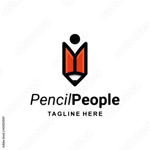 Simple Vector Logo Design of Dual Meaning Combination people and Pencil