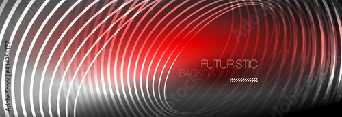Dark abstract background with glowing neon circles. Trendy layout template for business or technology presentation, internet poster or web brochure cover, wallpaper