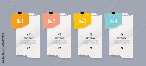 Text box design with notepapers sticker design element.