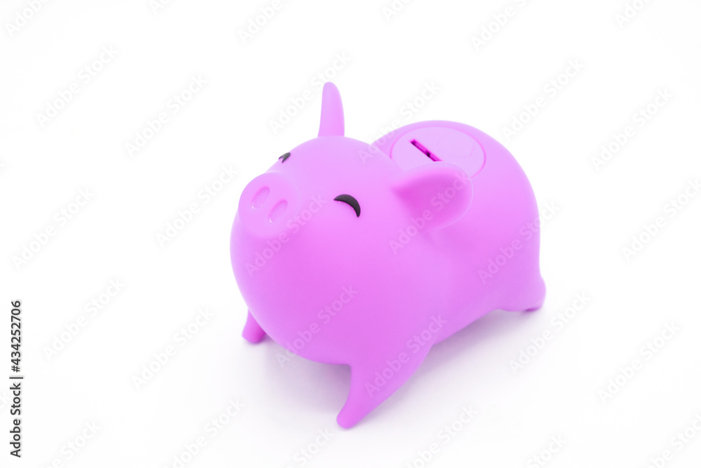 Fototapeta premium Piggy bank on white background. Finance, saving money concept.