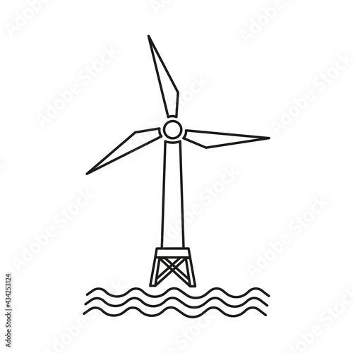 Offshore wind generator icon. Wind tower. © Oxana