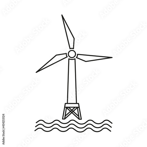 Offshore wind generator icon. Wind tower.