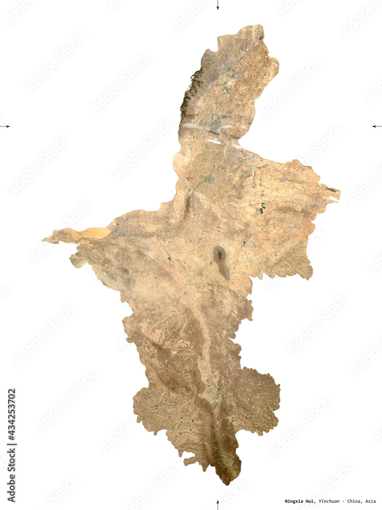 Ningxia Hui, China - isolated. Sentinel-2 satellite Ningxia Hui, China - isolated. Sentinel-2 satellite