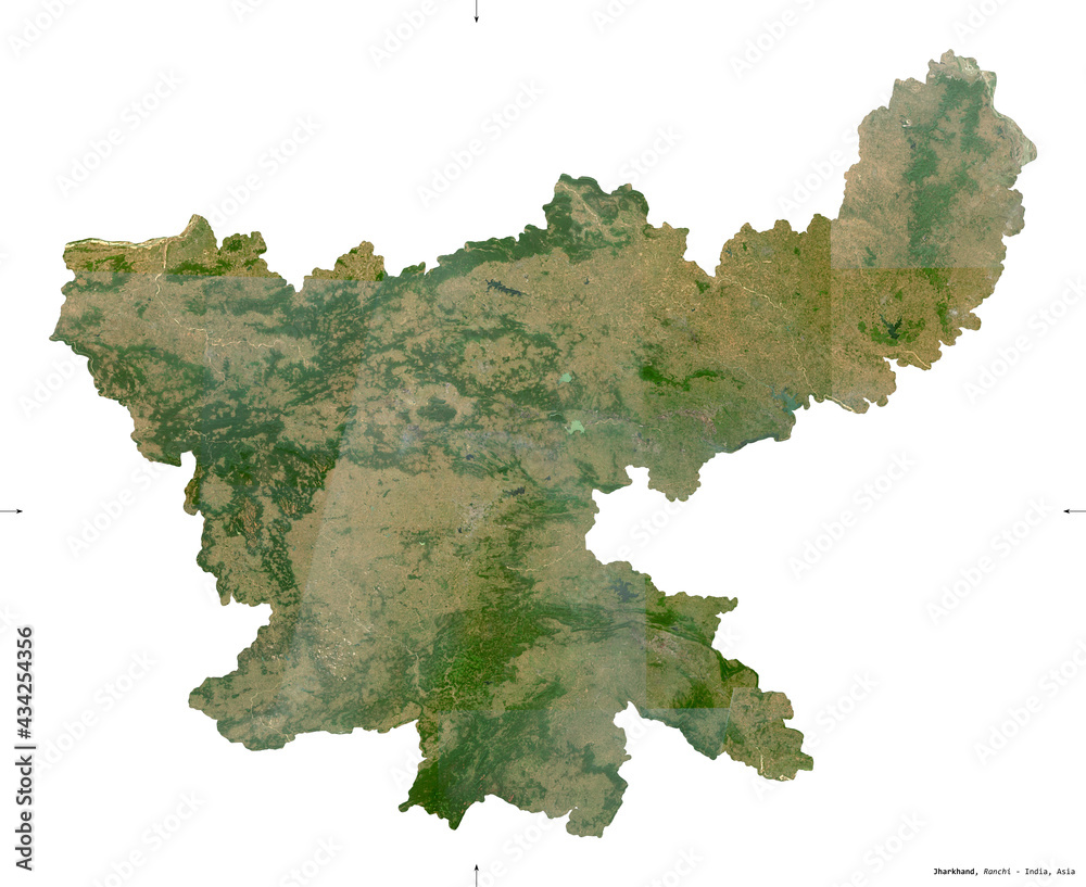 Jharkhand, India - white solid. Sentinel-2 satellite Jharkhand, India - white solid. Sentinel-2 satellite