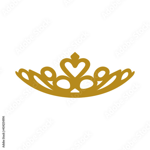 vintage elegant gold tiara logo illustration template design vector in isolated white background