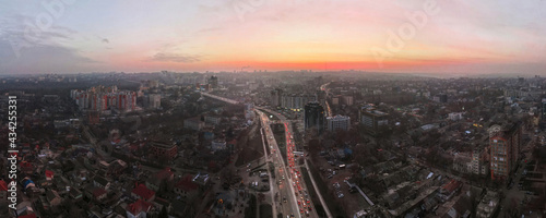 Aerial drone panorama view of Chisinau, Moldova photo