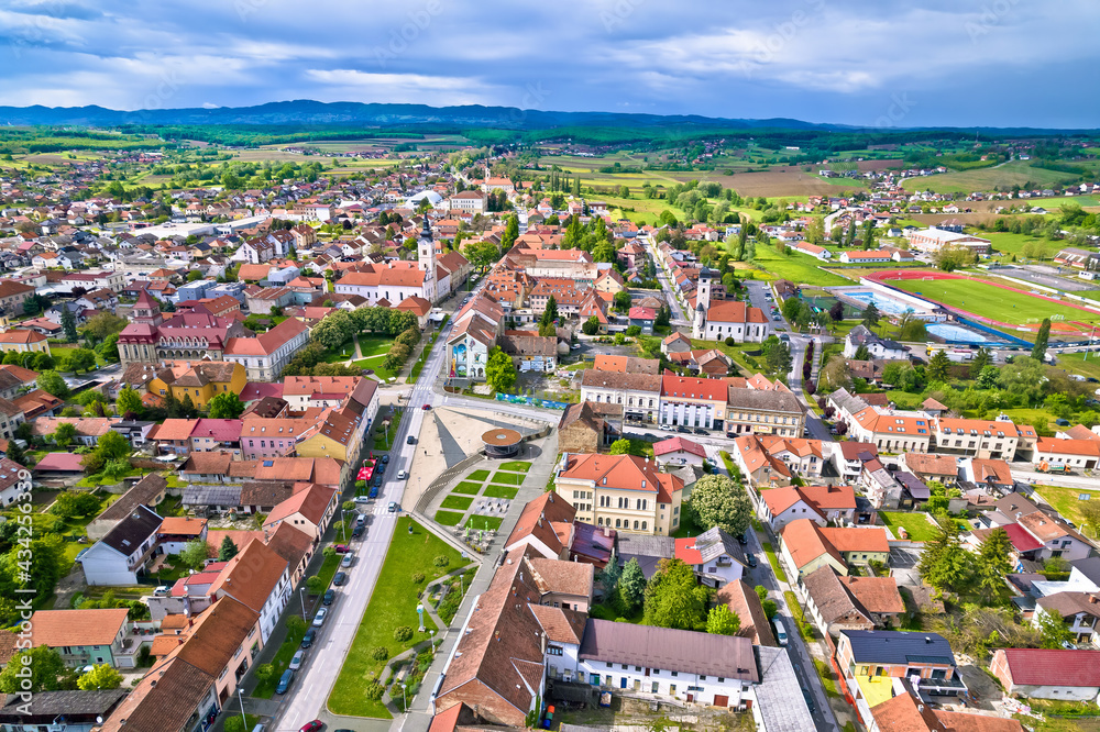 Colorful medieval town of Krizevci aerial view