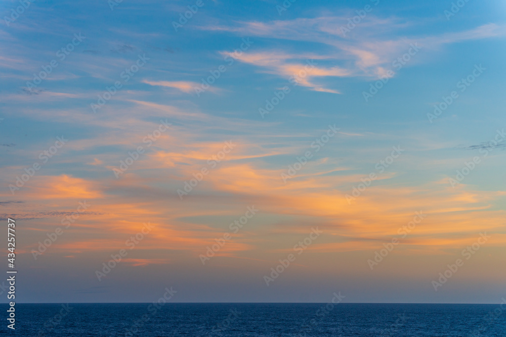 Sunset and Clouds over the Ocean