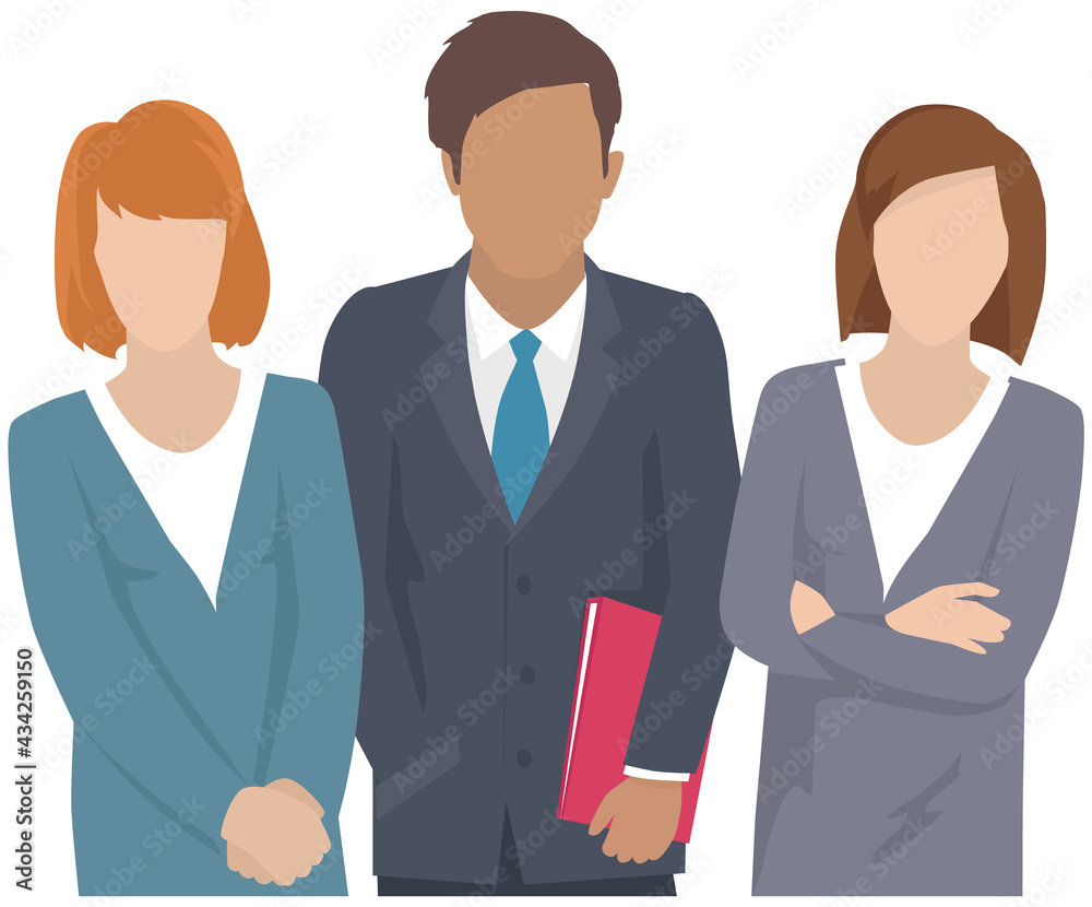 Business team ready to work. Teamwork. Coworkers characters communication. Team building and business partnership. Businessmen people cooperation collaboration. Office workers clerks standing together Business team ready to work. Teamwork. Coworkers characters communication. Team building and business partnership. Businessmen people cooperation collaboration. Office workers clerks standing together