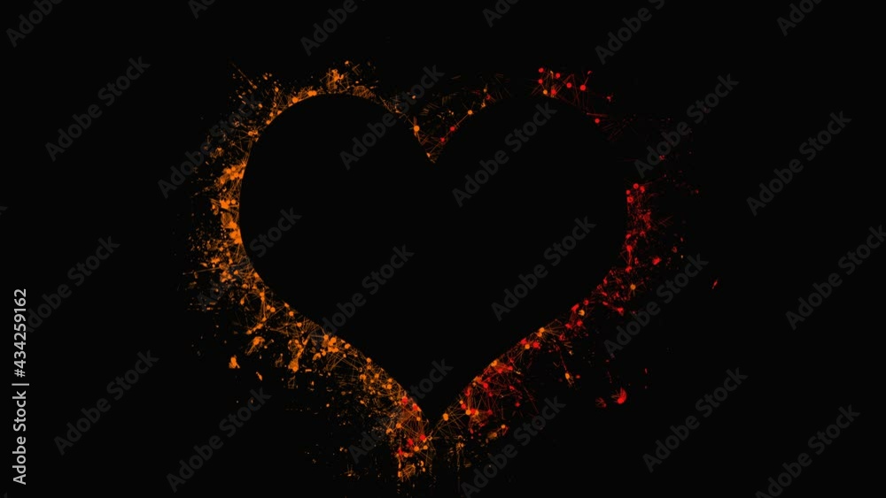 Abstract plexus heart on gradient background. Greeting card for Valentines Day.