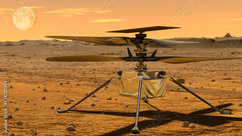 Ingenuity Mars Helicopter Scout,Elements of this image furnished by NASA 3D illustration