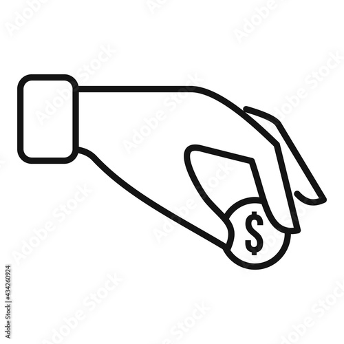 Take coin compensation icon, outline style