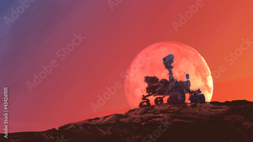 Платно exploration red planet on mars rover, Elements of this image furnished by NASA 3