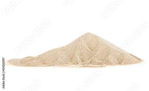 Desert sand pile isolated on a white background. Sand dune.