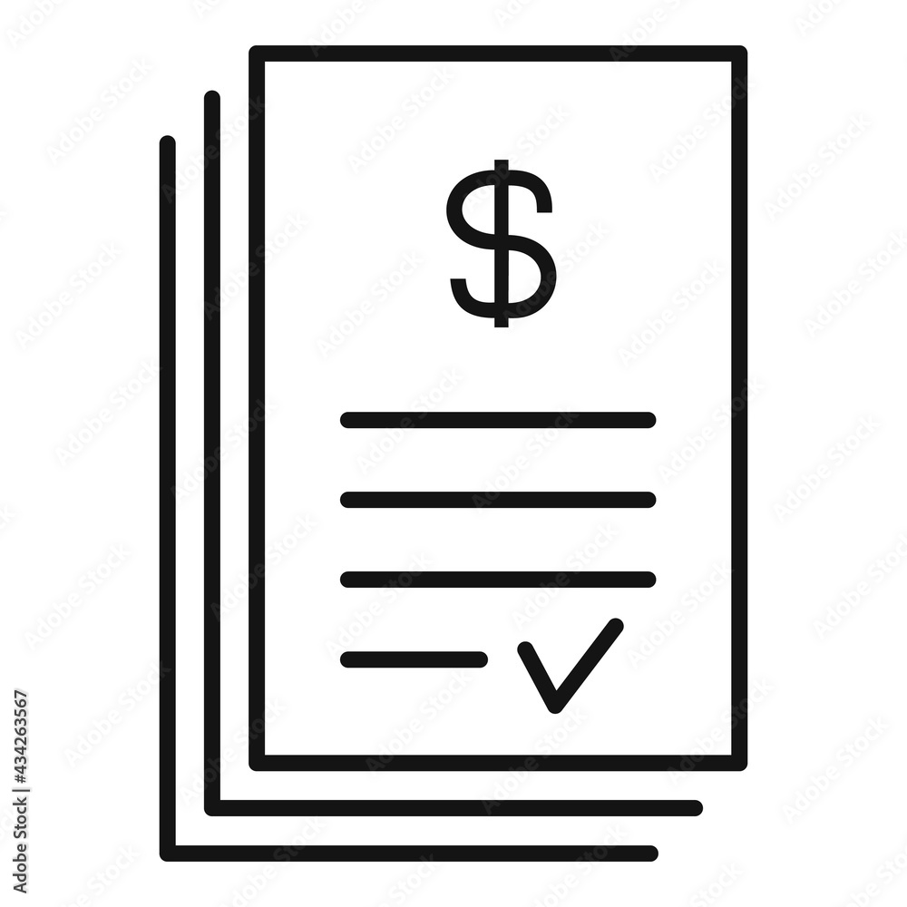 Approved money paper icon, outline style Approved money paper icon, outline style