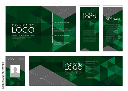 Abstract green geometric triangular background theme. Vector design layout for banners, presentations, flyers, poster and  roll-up displays.