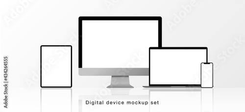 スマートフォンやPCなどのデジタル機器のモックアップセット