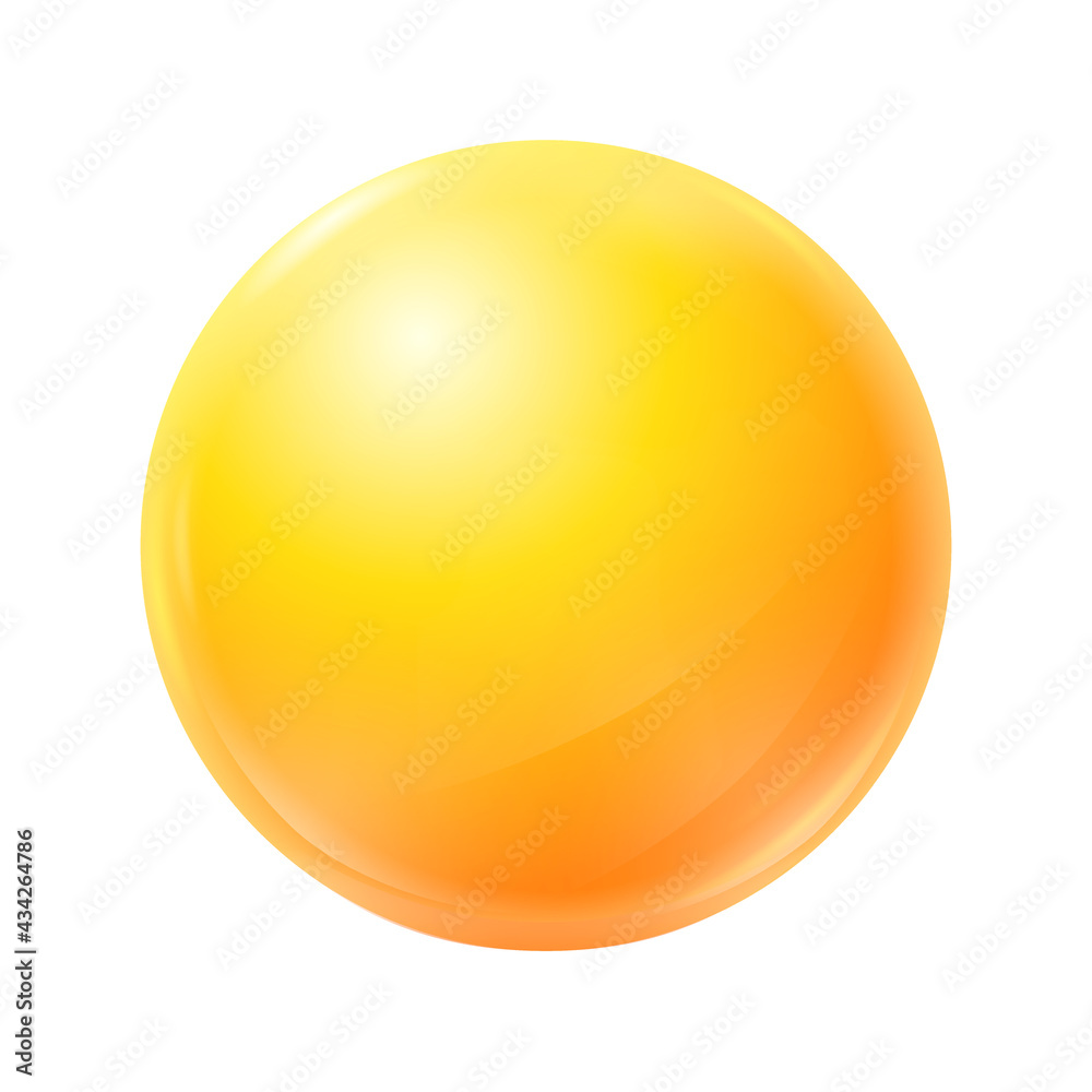One big beautiful yellow ball isolated on white background. Realistic