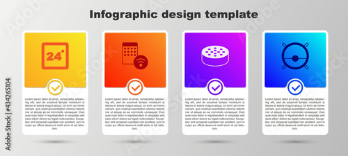 Set Thermostat, Air humidifier, Water sensor and Robot vacuum cleaner. Business infographic template. Vector