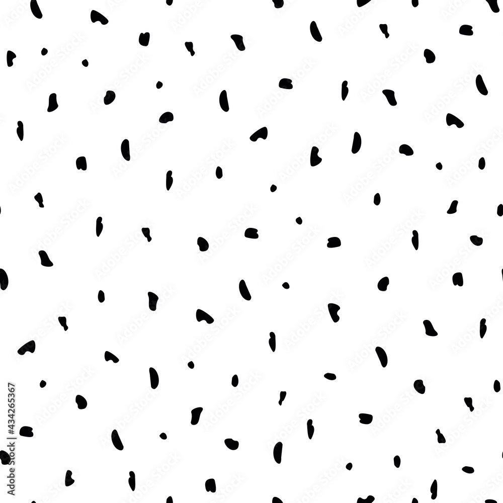 Vector Black on White Abstract Spots seamless pattern background ...
