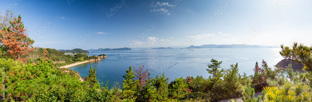 Naoshima, Japan, panorama with the ocean