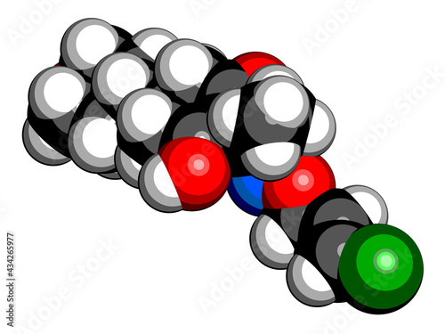 Tepraloxydim herbicide molecule. 3D rendering. photo