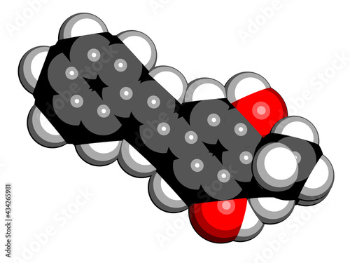 Benvitimod or tapinarof psoriasis drug molecule. 3D rendering.