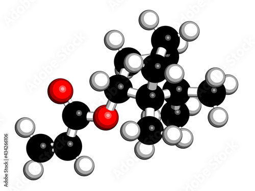 Isobornyl acrylate molecule. 3D rendering.