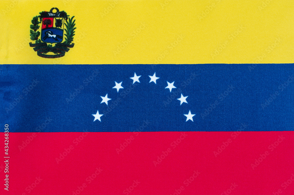 Naklejka premium fabric national flag of venezuela close-up