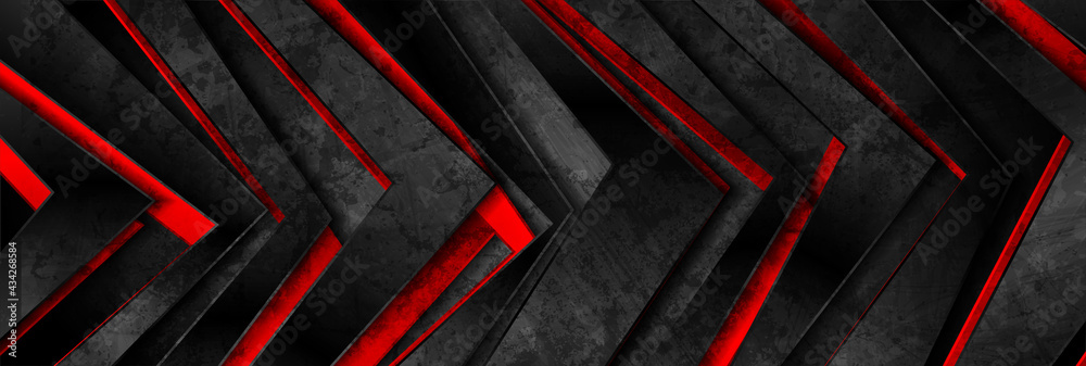 Glossy red and black grunge geometric arrows abstract background. Vector retro banner design Glossy red and black grunge geometric arrows abstract background. Vector retro banner design