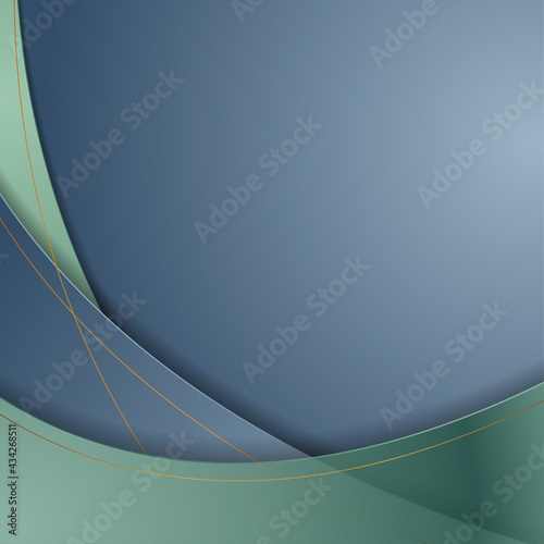 Blue, green and bronze corporate wavy abstract background. Vector graphic design