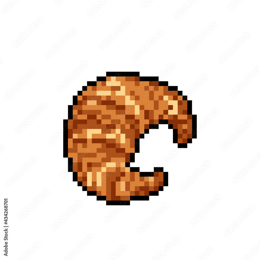 Image of pixel bread. Vector illustration for retro games. cross stitch pattern.