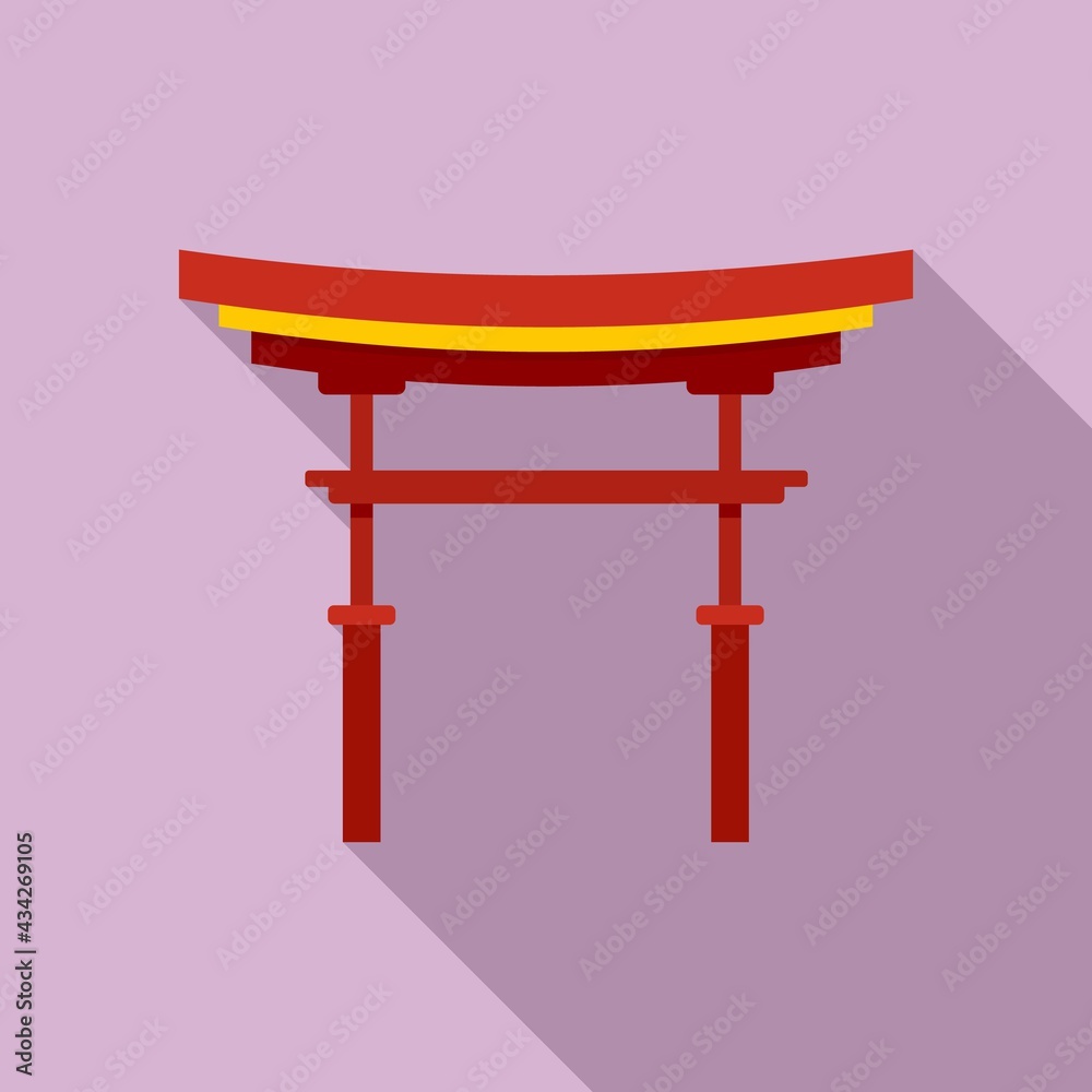 China sightseeing icon, flat style