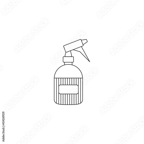 Moisture atomizer bottle. Container with dispenser. Editable vectore icon in black on white color background. Beauty and cosmetic product. Can be used for logos, banners, flyers, stickers and posters.