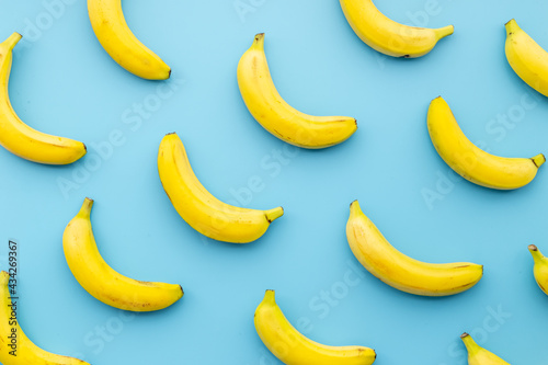 Fruit pattern with bananas. Top view. Flat lay