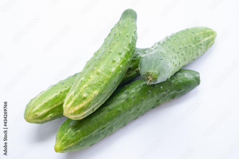 Cucumbers white background food isolated. fresh organic.