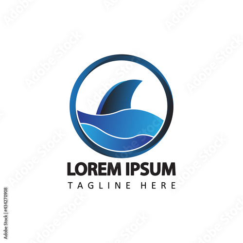 shark logo template design vector in isolated white background