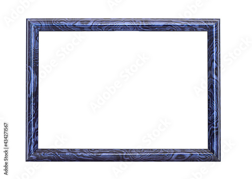 Blue frame with black stains isolated on white background