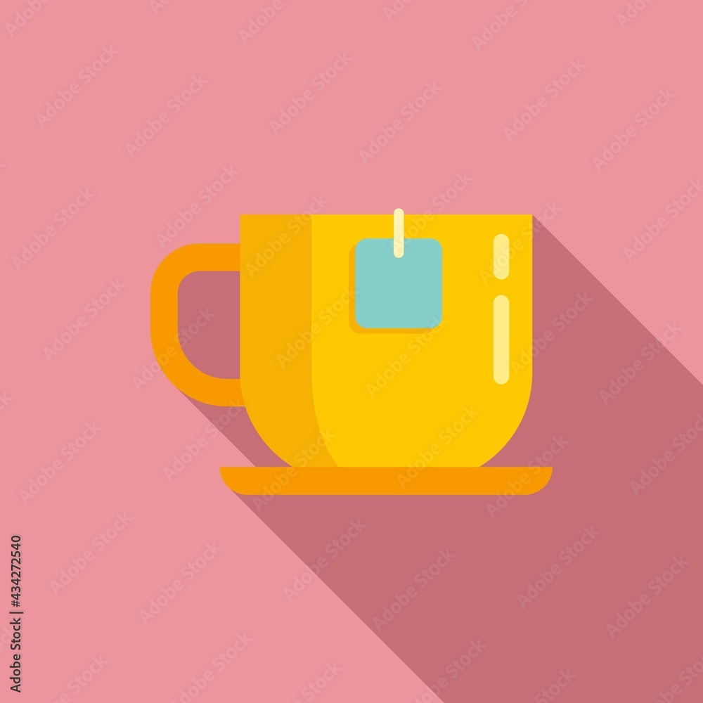 Cup tea icon, flat style