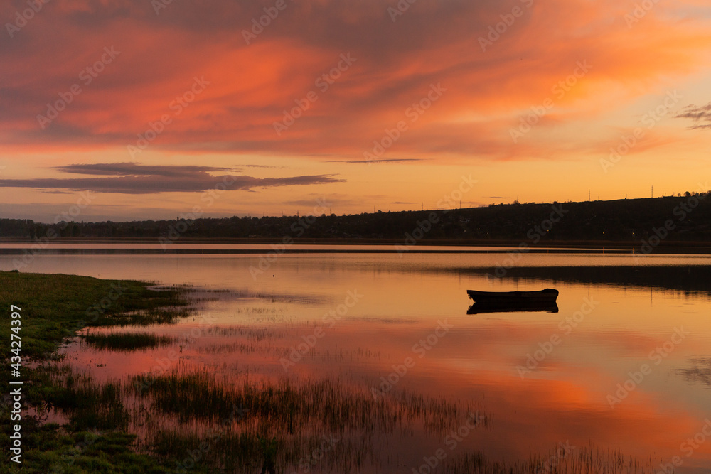 Obraz premium Beautiful Landscape with lake and trees. Amazing Nature in Europe. Lovely place to visit this summer.