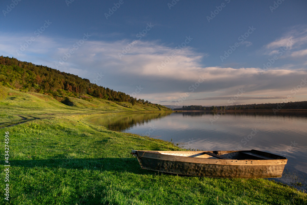 Fototapeta premium Beautiful Landscape with lake and trees. Amazing Nature in Europe. Lovely place to visit this summer.