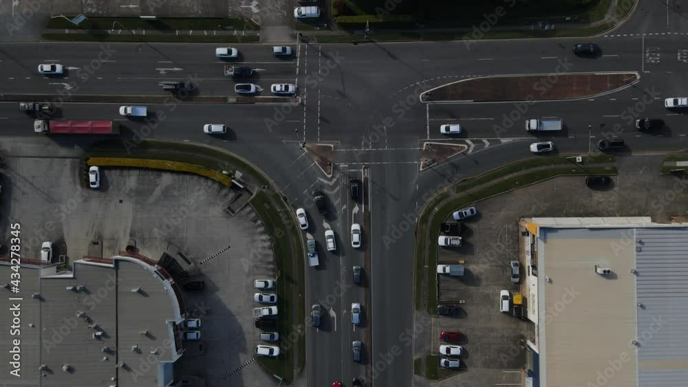 Busy industrial intersection overhead Busy industrial intersection overhead