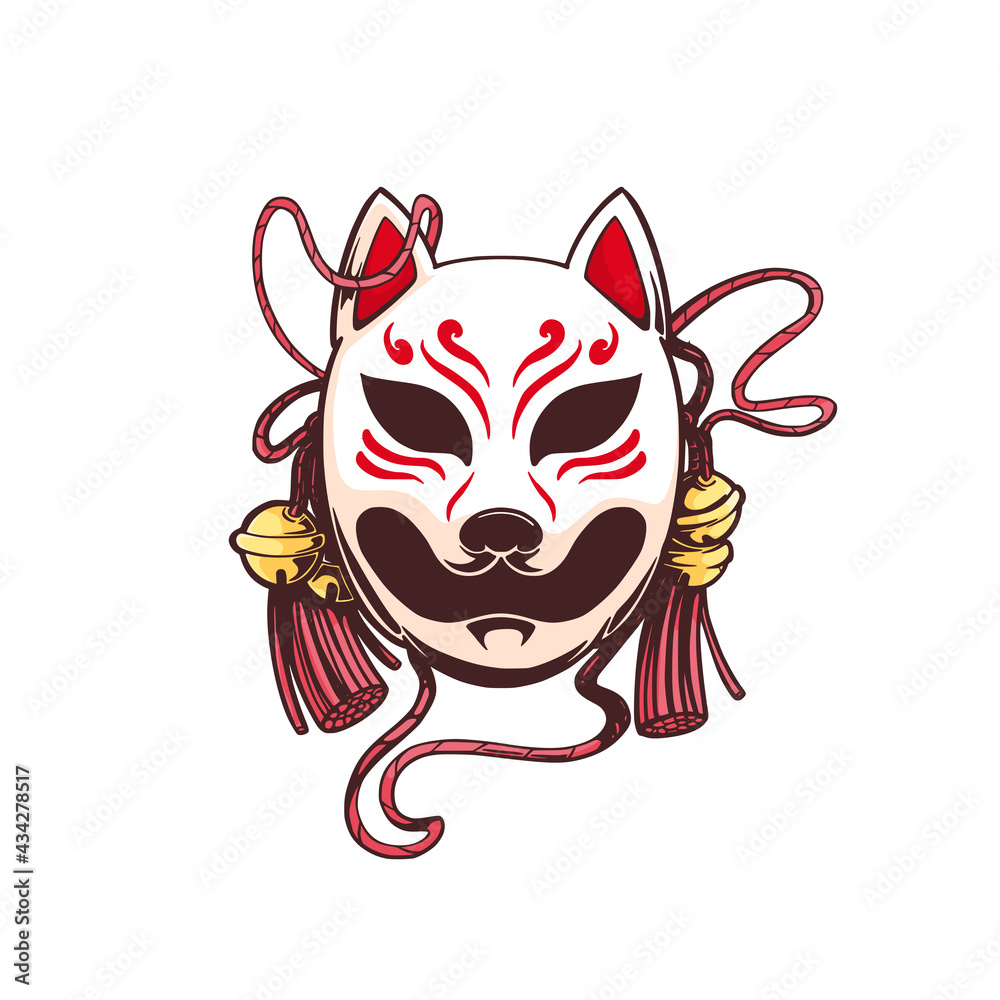 Obraz premium Kitsune mask japan traditional illustration samurai ninja