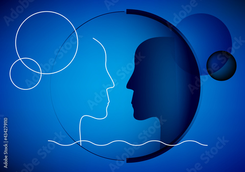 My artwork two faces two minds. Vector abstract illustration